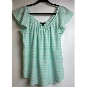 Express Light Green Top Flutter Sleeves Medium